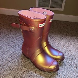 Hunter Short Nebula rain boot Carousel Orange Sz 6